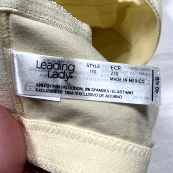Leading Lady Meryl 40 A/B Cotton Front Close Leisure Bra Yellow NWOT - Picture 4 of 4